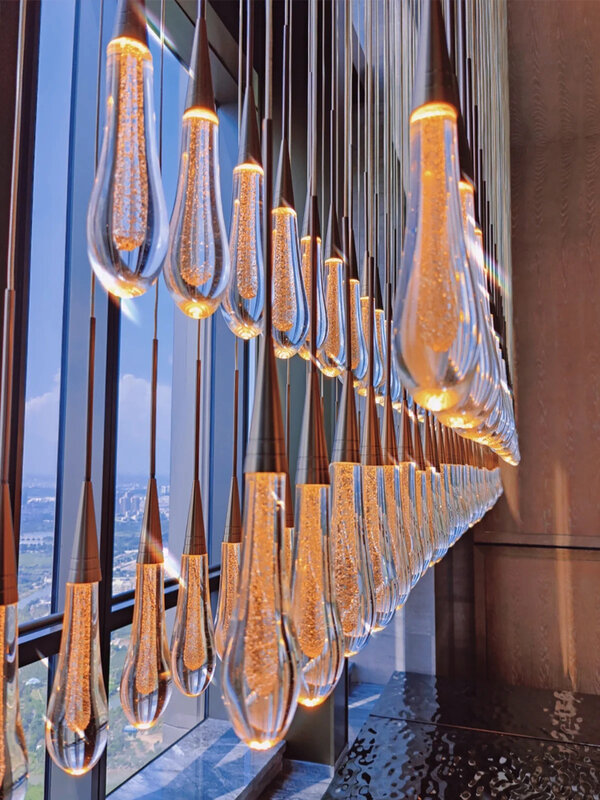 Kryształowy żyrandol Led oświetlenie wewnętrzne żyrandol do salonu żyrandol z kryształowym połyskiem lampy wiszące podłogowym na klatce schodowej