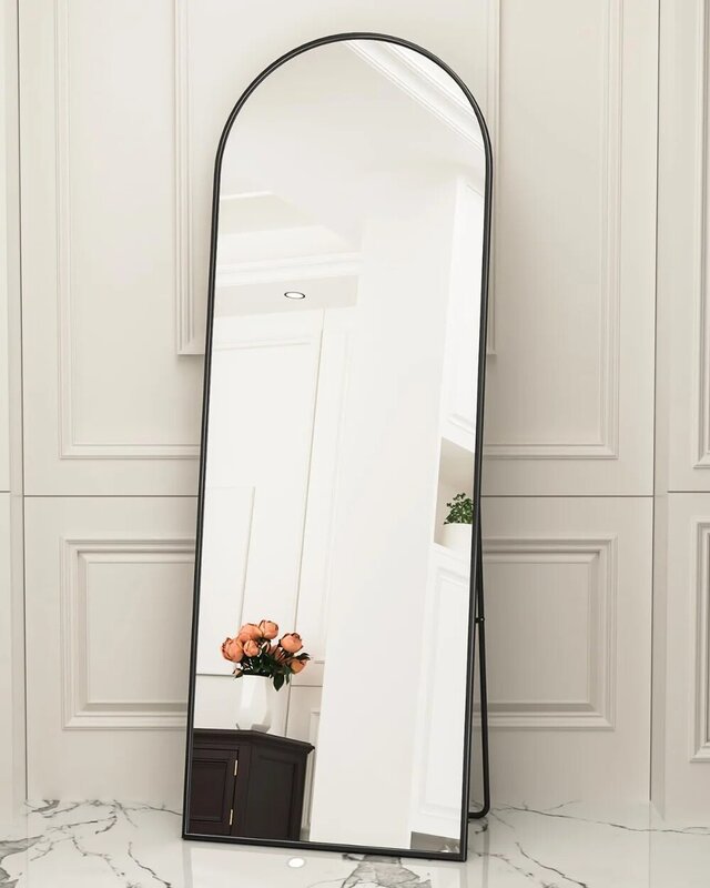 Напольное зеркало, полноразмерное зеркало 66 х23 дюйма с подставкой, изогнутое настенное зеркало, безстекловое Зеркало полной длины