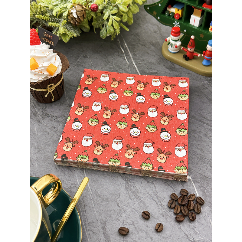 Tovagliolo stampato con elemento natalizio rosso quadrato decorazione per feste di natale asciugamani di carta in pasta di legno colorati 20 pezzi tovaglioli di carta asciugamano