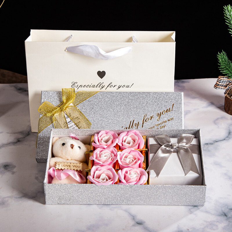 Креативная упаковочная коробка для ювелирных изделий, мыло, вечная роза, медведь, кукла, квадратный чехол, небеса и земли, Подарочная коробка для ювелирных изделий, подарок на день Святого Валентина