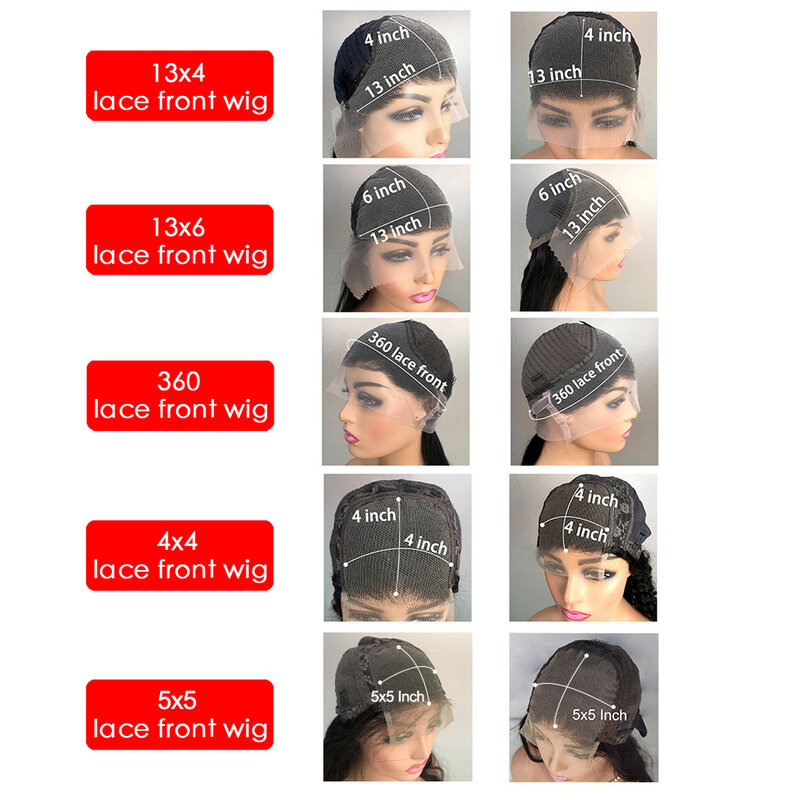 Peruca frontal do laço reto, perucas de cabelo humano, peruca de fechamento 360, 13x6 HD, 4x4, 5x5, 13x4, 40"