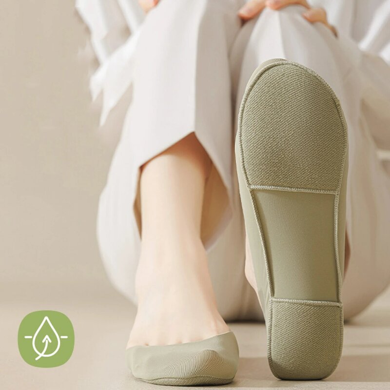ถุงเท้านวดเท้ากันลื่นสำหรับผู้หญิง1คู่ถุงเท้าแบบมองไม่เห็นถุงเท้าแบบตื้นระบายอากาศได้ดีไม่ลื่น