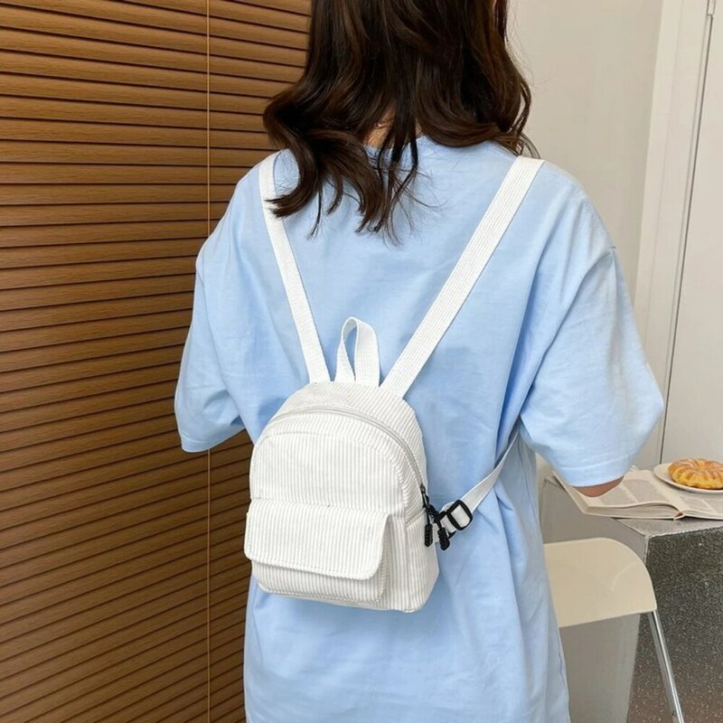 Nowe mody damski mini plecak sztruksowy plecak damski jednokolorowy dziewczęcy mały Bookbag codzienna torba podróżna plecaki Kawaii