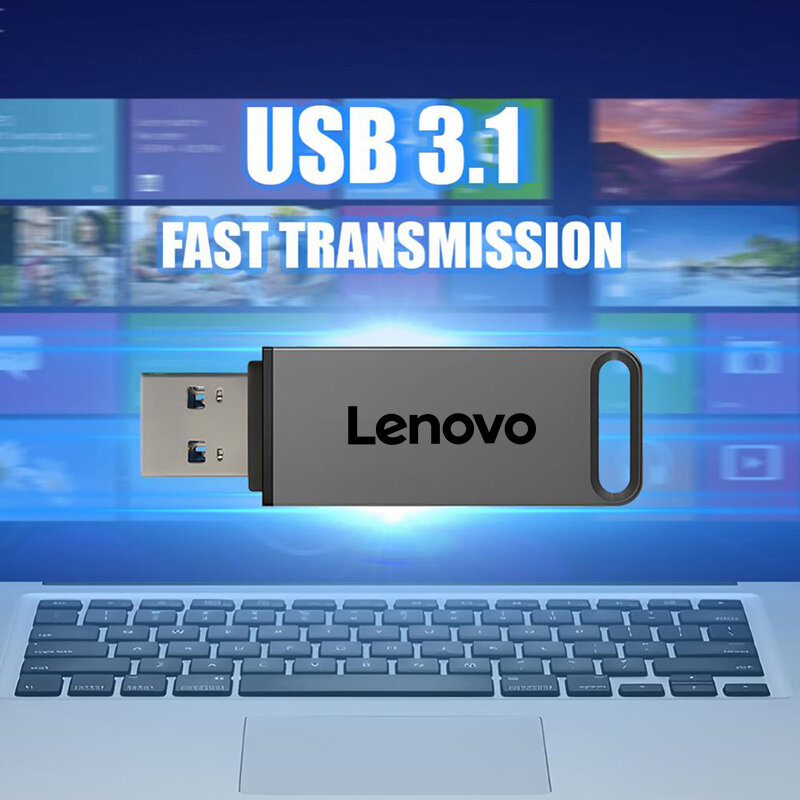 Lenovo-Clés USB 3.1 à transfert haute vitesse, clé USB en métal, stockage de mémoire portable, disque U, adaptateur étanche, 16 To, 2 To, 8 To