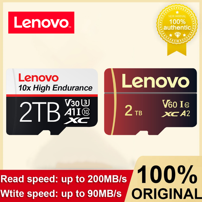 Lenovo-tarjeta de memoria de alta velocidad, tarjeta SD Flash de 2TB, 1TB, 256GB, 512GB, Clase 10, microtarjeta TF de 128GB para teléfonos, tabletas y cámaras