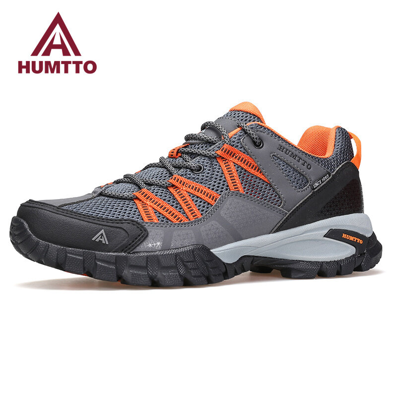 HUMTTO Summer Breathable Shoes for Men Non-slip Hiking Men's Sports Shoes Luxury Designer Outdoor Black Rubber Trekking Sneakers