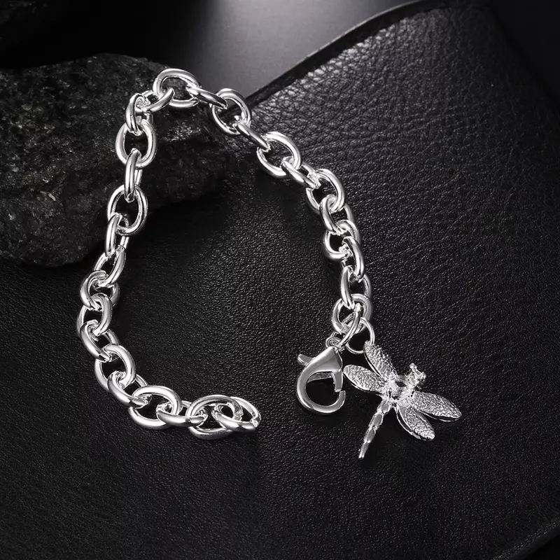 Coreano fashion Pretty zircone dragonfly ciondolo bracciale in argento sterling 925 per donna gioielli per feste di matrimonio regali di festa