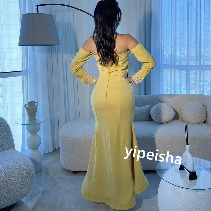 Sukienka balowa Koszulka wieczorowa Frezowanie Impreza Linia A Odkryte ramiona Okazja na zamówienie Suknia Midi Sukienki Arabia Saudyjska