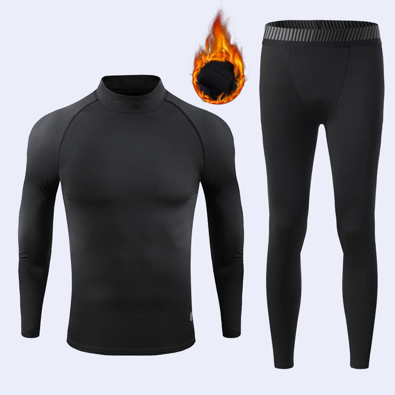 Dry Fit pakaian dalam olahraga pria, termal latihan baju olahraga Set pakaian latihan Jogging lari latihan Gym ketat