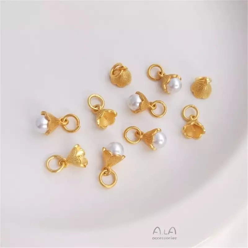 Sabbia oro mezzo foro perline titolare fiore gemma ciondolo perla giada fiore titolare ciondolo gioielli fatti a mano fai da te materiale ciondolo C099