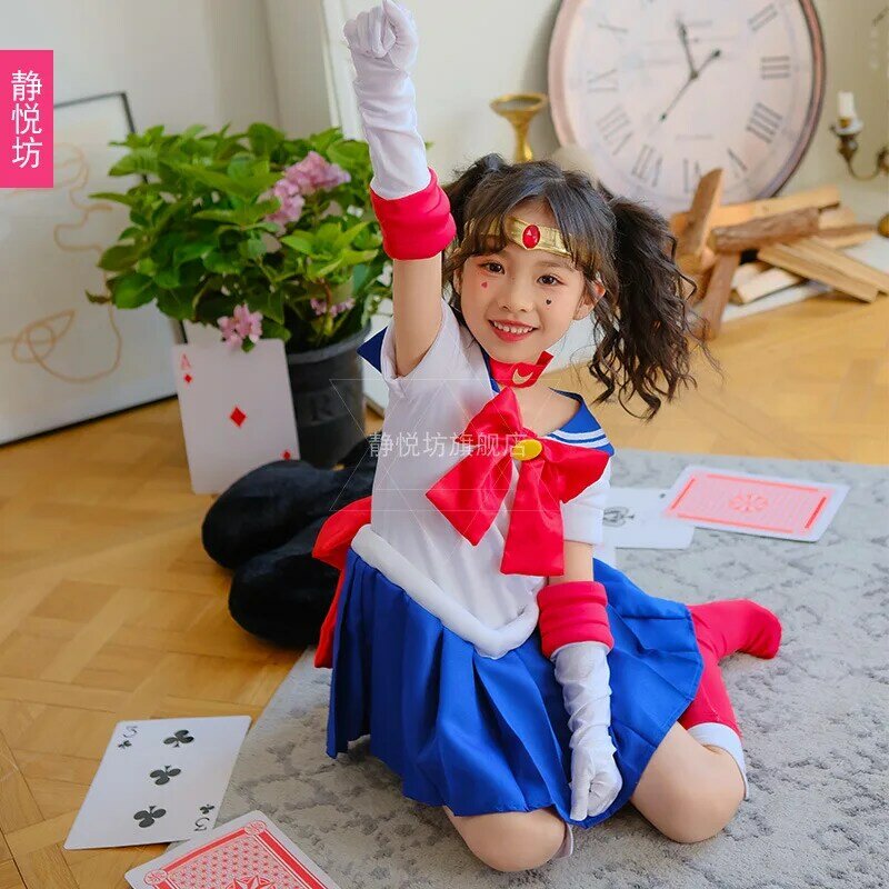 Elbcos Mond Kinder Mädchen Tsukino Usagi Prinzessin Gelassenheit Cosplay Kostüm Matrosen anzug
