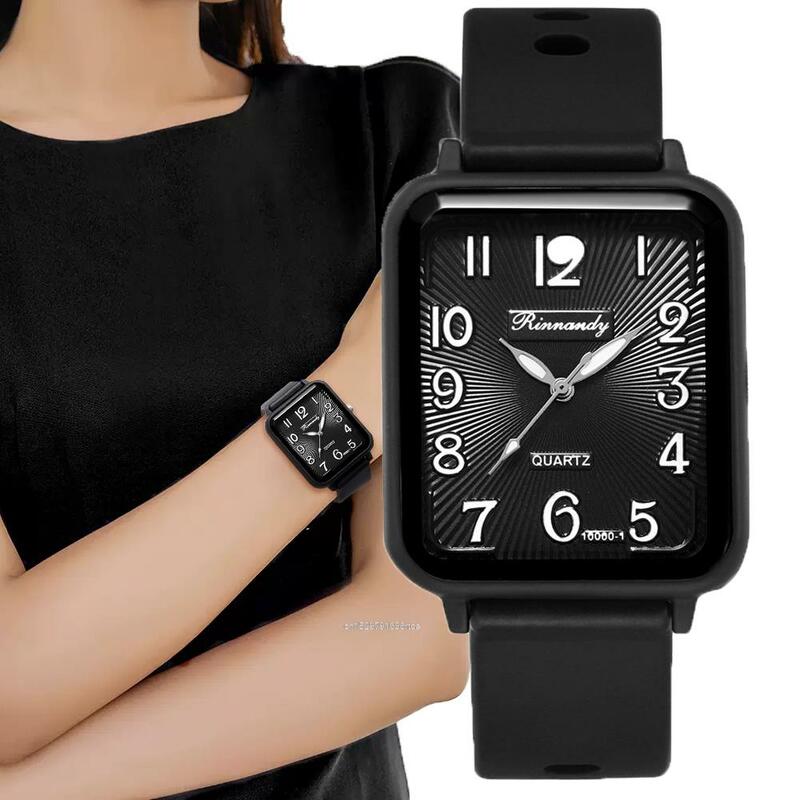 Модные женские оригинальные Брендовые Часы, повседневные прямоугольные цифровые простые женские кварцевые часы, спортивные женские часы с силиконовым ремешком