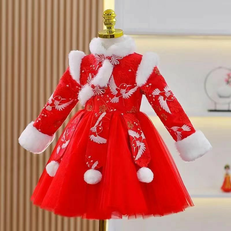 Hanfu chino para niñas, disfraces antiguos de lana, vestido de encaje para niñas pequeñas, traje Tang de princesa tradicional para niños, Año Nuevo
