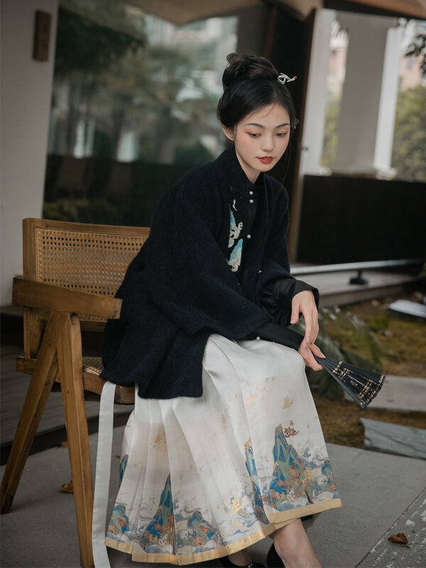 Hanfu traditionnel chinois de la dynastie Ming pour femme, ensemble coslpay de danse folklorique, vêtements modernes améliorés financièrement, printemps et automne