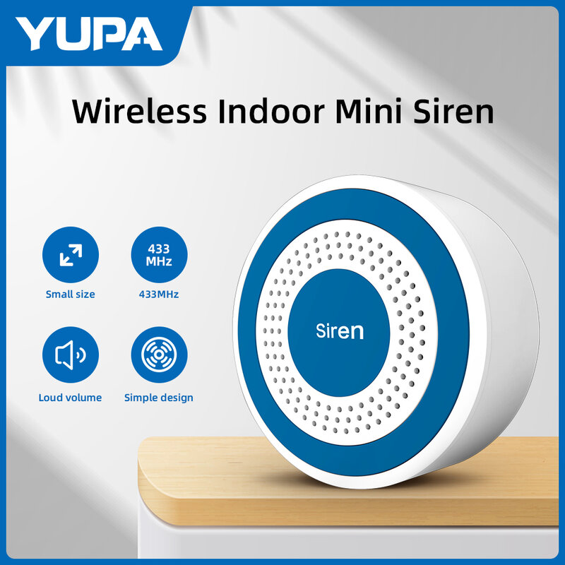 Syrena Mini budzik YUPA 433MHz bezprzewodowa syrena dźwiękowa i świetlna w pomieszczeniach syrena stroboskopowa wysoka głośność syrena dla System alarmowy do domu