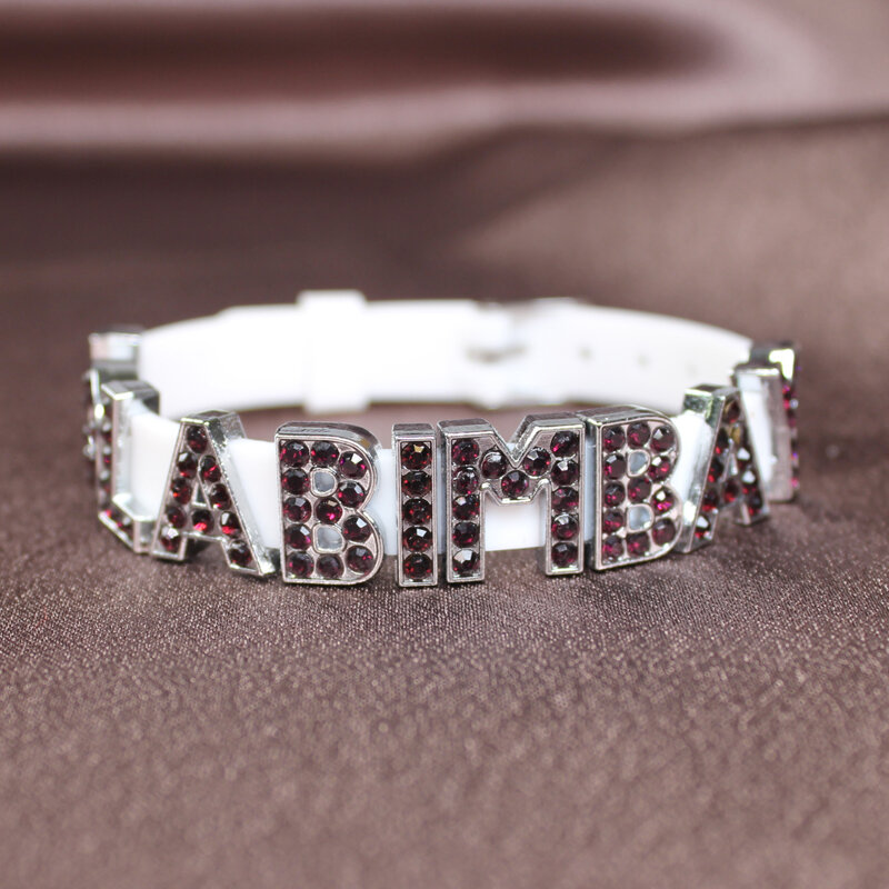 Hadiah Perhiasan 8mm huruf geser jimat A-Z paduan berlian imitasi alfabet cocok DIY gelang gelang hewan peliharaan kerah membuat wanita anak-anak 1 buah
