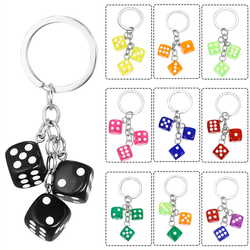 Creative Colourful Dice Keychain Fashion 3D Resin Dice Handbag Pendant For Women Men Car Key Holder Key Accessories Funy Gifts