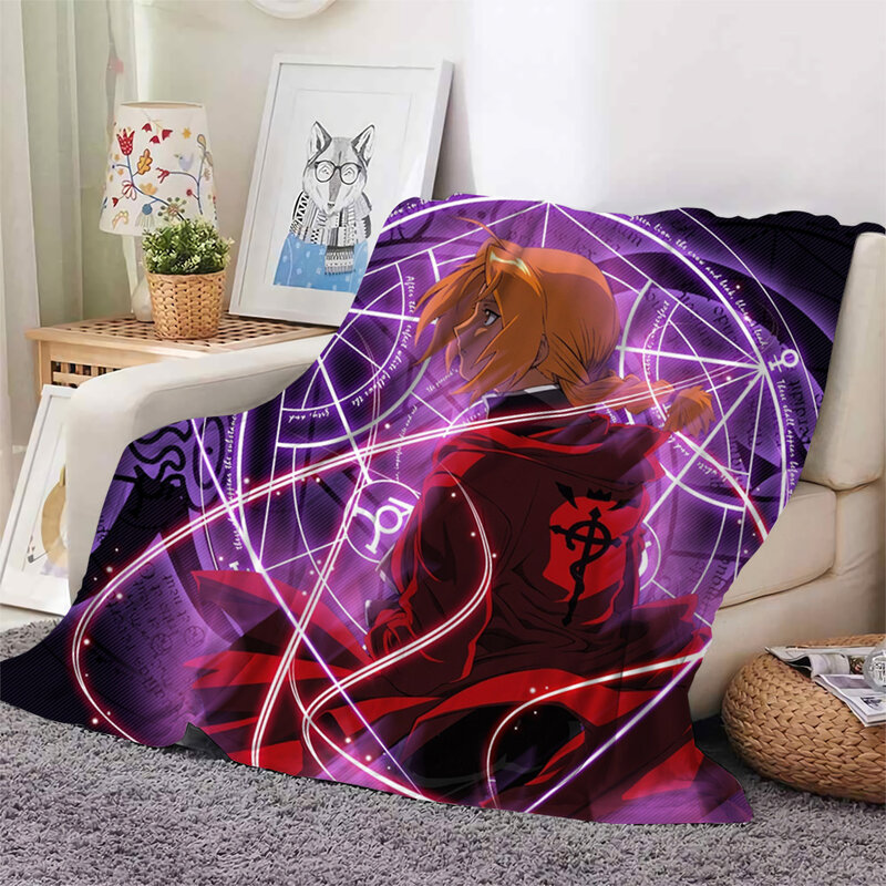 Cloocl anime japonês fullmetal alquimista cobertor moda flanela cobertor escritório nap cobertor ar condicionado colcha transporte da gota