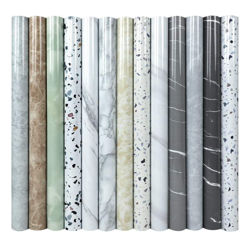 Papel tapiz autoadhesivo de mármol Papel de aluminio Etiqueta de la pared Papel de contacto impermeable Etiqueta de la pared de la cocina Película decorativa resistente a altas temperaturas Decoración para el hogar