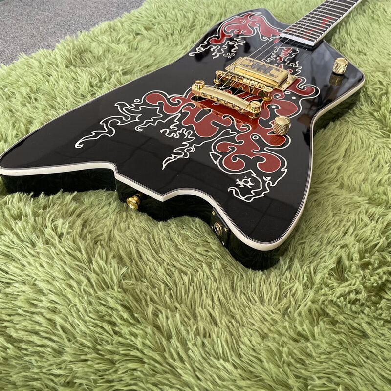 Frete grátis preto 6 cordas guitarra elétrica, guitarras imagem real, corpo mogno com rosa guitarra fingerboard madeira