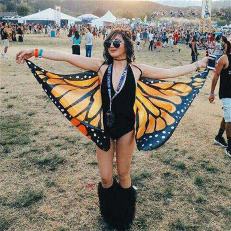 7 farben Frauen Schmetterling Flügel Cape Schal Geschenke Nette Neuheit Drucken Schals Pashminas Kostüm Flügel Karneval Leistung Kleidung