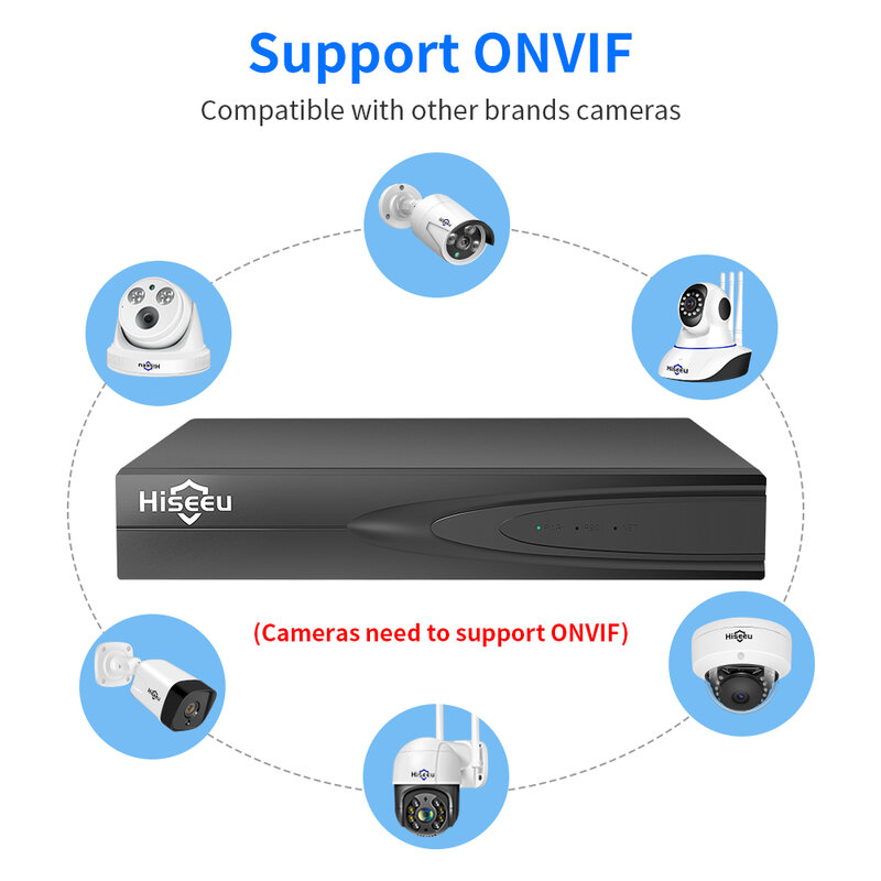Hiseeu H.265 + HEVC 8CH 16CH 32CH CCTV NVR 4K 8MP 5MP 4MP 3MP 2MP IP 네트워크 비디오 레코더 감시 카메라 시스템 키트