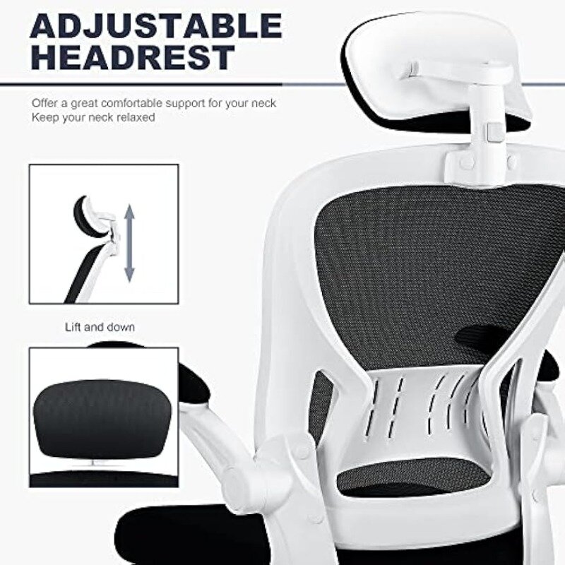 Sedia da ufficio sedia da scrivania ergonomica Comfort regolabile in altezza con ruote, rete di supporto lombare (nero/bianco) opzionale