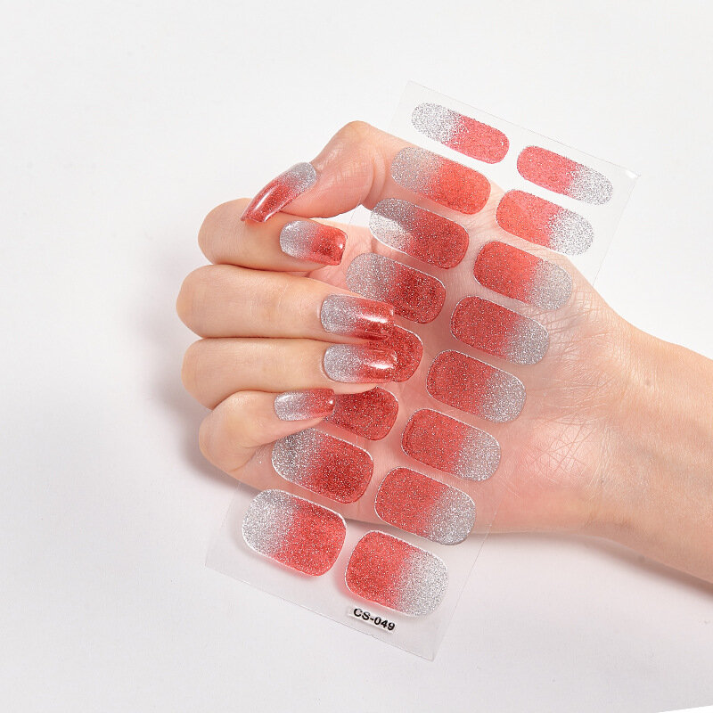 Adesivi per unghie senza cottura adesivi per unghie con glitter sfumati all'ingrosso adesivo per unghie impermeabile semplice adesivo in tinta unita a colori