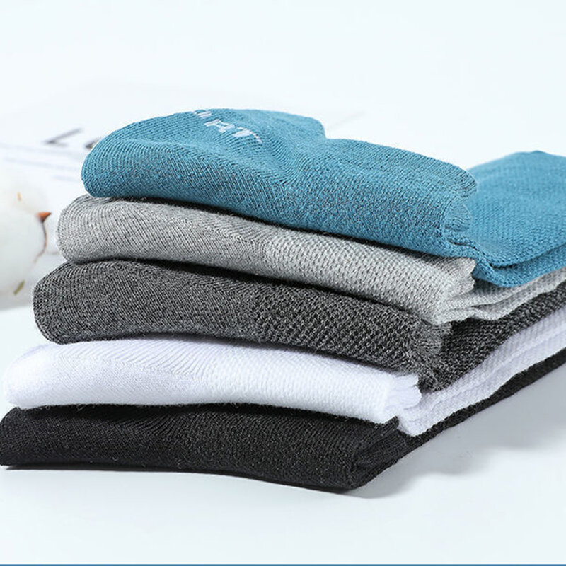 Calcetines cortos de algodón para hombre y mujer, medias tobilleras de corte bajo, transpirables, suaves e informales, 5 pares