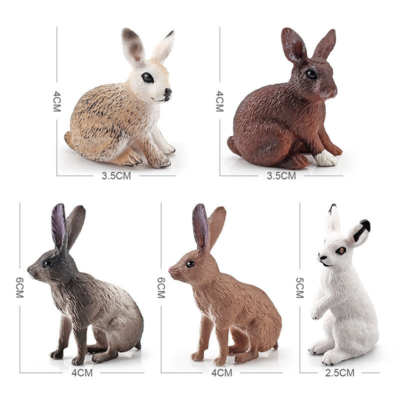 Figuras de acción de animales salvajes para niños, Mini conejo modelo de Granja Pastur, simulación de conejo, adorno, cognición, ayuda para la enseñanza temprana, Juguetes