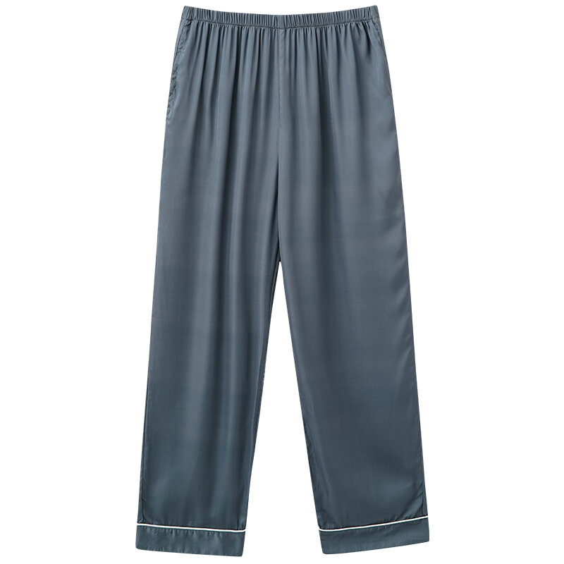 Шелковые атласные штаны для дома на весну и лето, Мужские штаны для сна, однотонные длинные пижамные штаны для мужчин, свободные брюки с эластичным поясом