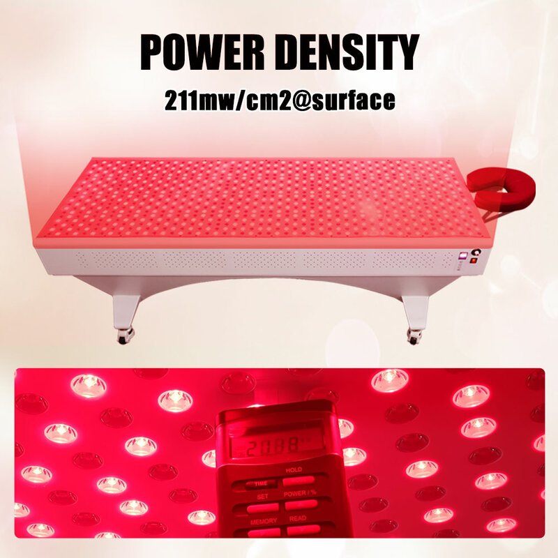 Dimmable LED luz vermelha terapia cama, Temporizador de uso comercial, 630, 660nm, 810, 830nm, 850nm