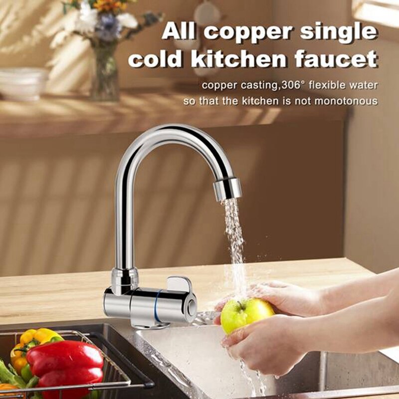 Copper Faucet High-End Folding Faucet Water Tap 360 Degree Single Cold Water Faucet For Marine Boat Yacht 1Piece