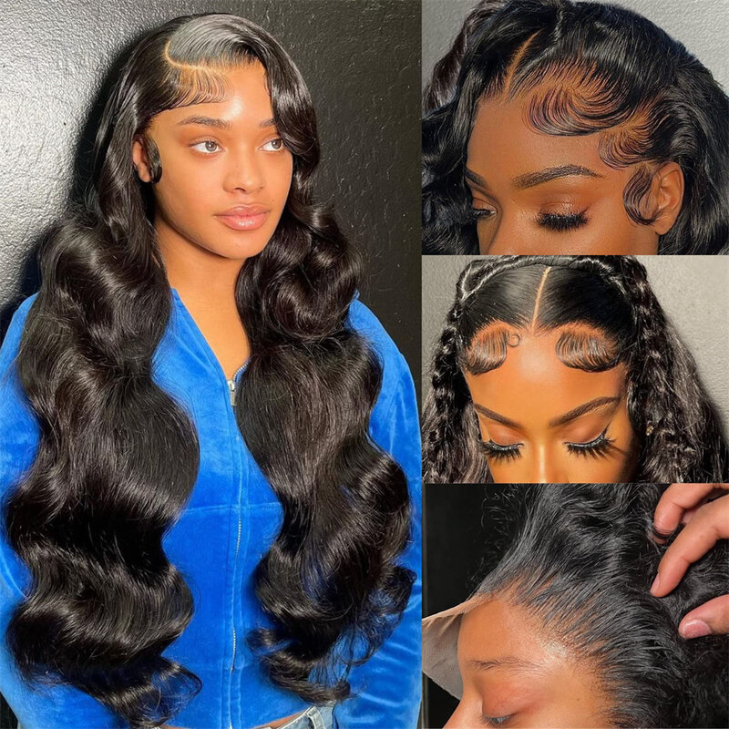 Perruque Lace Front Wig Body Wave Naturelle, Cheveux Longs, 13x4, 30 32, Transparente HD, pour Femme Africaine