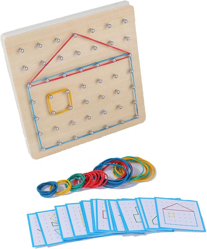 Montessori Baby Creative Toy Geometric Shape Rubber Band Nailboard Game Montessori Educational Creative Toy Fine Motor Training