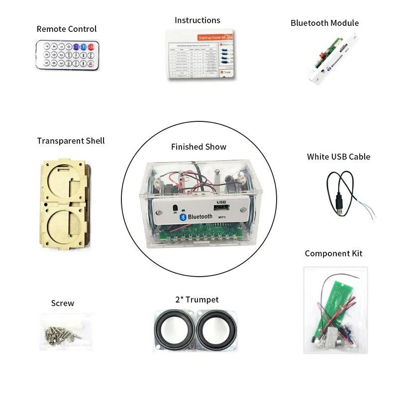 BRICOLAGE 15W Électronique Kit Composants Haut-Parleur Bluetooth Kit À Souder Projet Pratique À Souder Assemblée