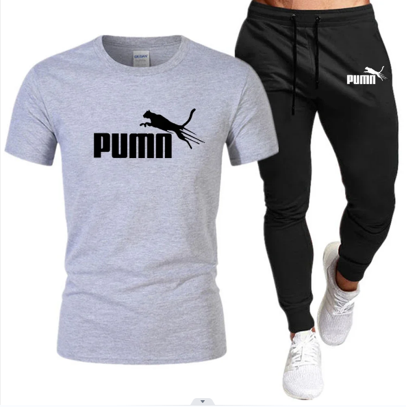 Conjunto esportivo leve casual masculino, roupas esportivas e de jogging, camiseta de manga curta, calça comprida 3D, verão