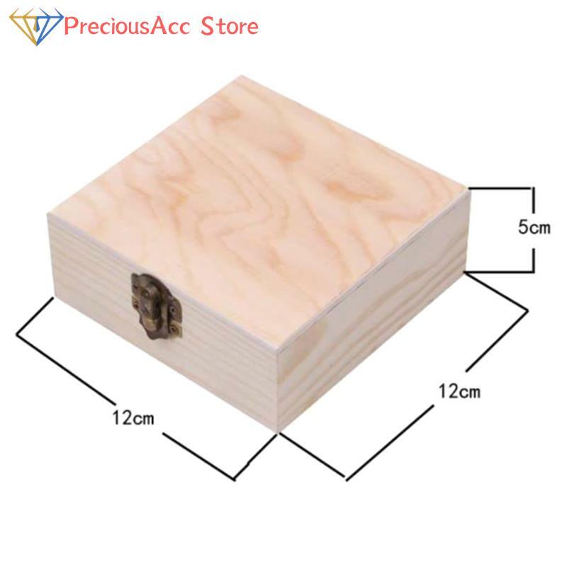 Joyero Retro, caja de almacenamiento de madera Natural sin pintar, organizador de escritorio, contenedor de concha de sujeción, caja de regalo de madera