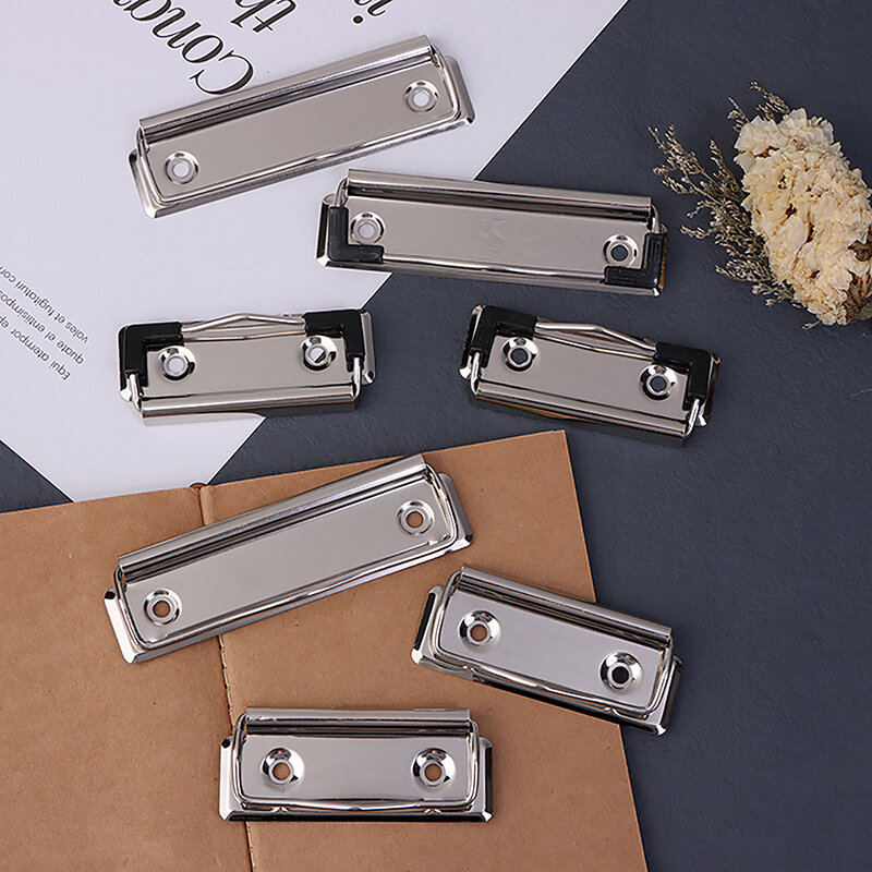 10pcs Clipboard Clips Mountable Metal Clip Spring-Loaded File Folder Clamps Office Hardboard Clips Stationery For School