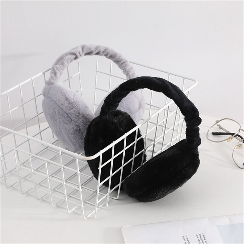 Winter Plush Earmuffs for Women's Kids Outdoor Thicken Warm Cold Proof Soft Fluffy Cute Solid Color Faux Fur Folding Earflap