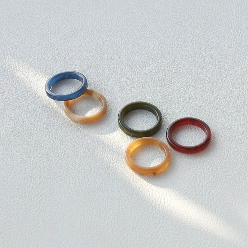 Y1ub anéis resina minúsculo anel acrílico estético feminino adolescente bonito anel empilhável declaração jóias ornamento