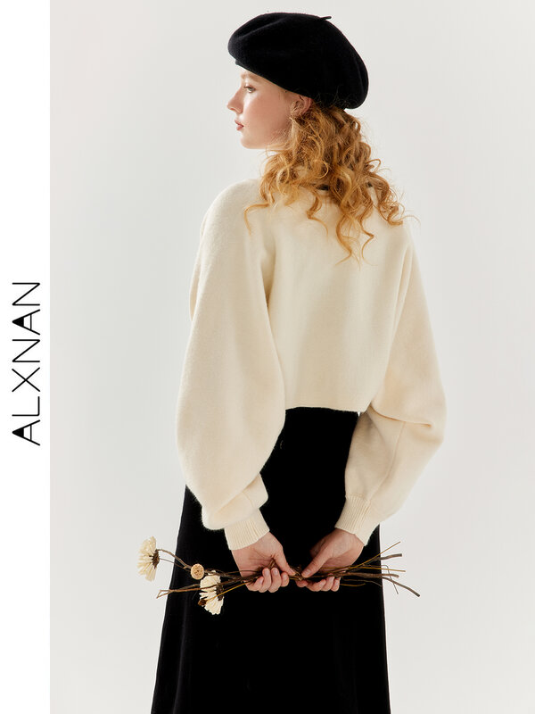 ALXNAN Fashion Contrast scollo a v maglione bretella vestito 2 pezzi vestito 2024 Casual femminile maglieria corta Top venduto separato TM00703