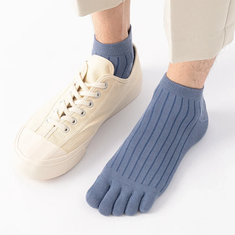 Kaus kaki katun pria, 5 pasang kualitas tinggi lima jari musim panas untuk pria kaus kaki jari katun tipis dengan jari terpisah potongan rendah kaus kaki olahraga