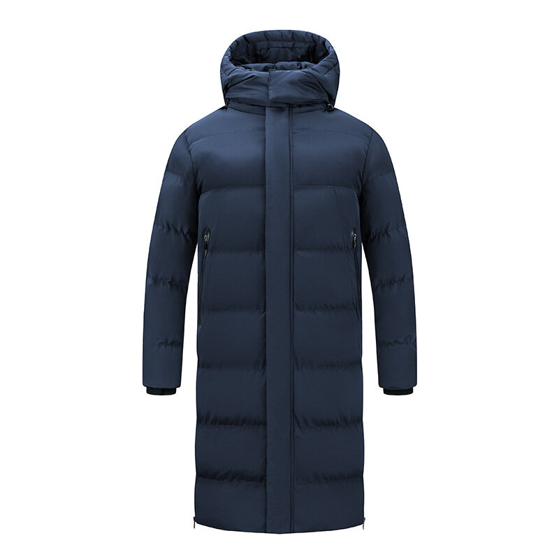 Zima plus aksamitny męski płaszcz długa z bawełny na kolanach zimny i ciepły, swobodny, duży, zagęszczony, ciepła kurtka męska odzież