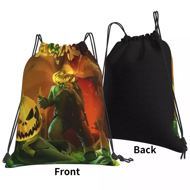 Halloween Pumpkin Backpacks Casual Portable Drawstring Bags Drawstring Bundle Pocket Sports Bag Book Bags For Travel Students
