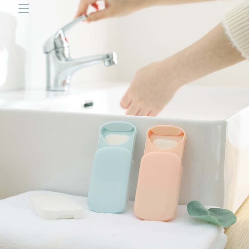 Mini jabón de papel portátil para lavado de manos, jabón perfumado, cuidado de las manos, jabones de limpieza, suministros de viaje para Baño