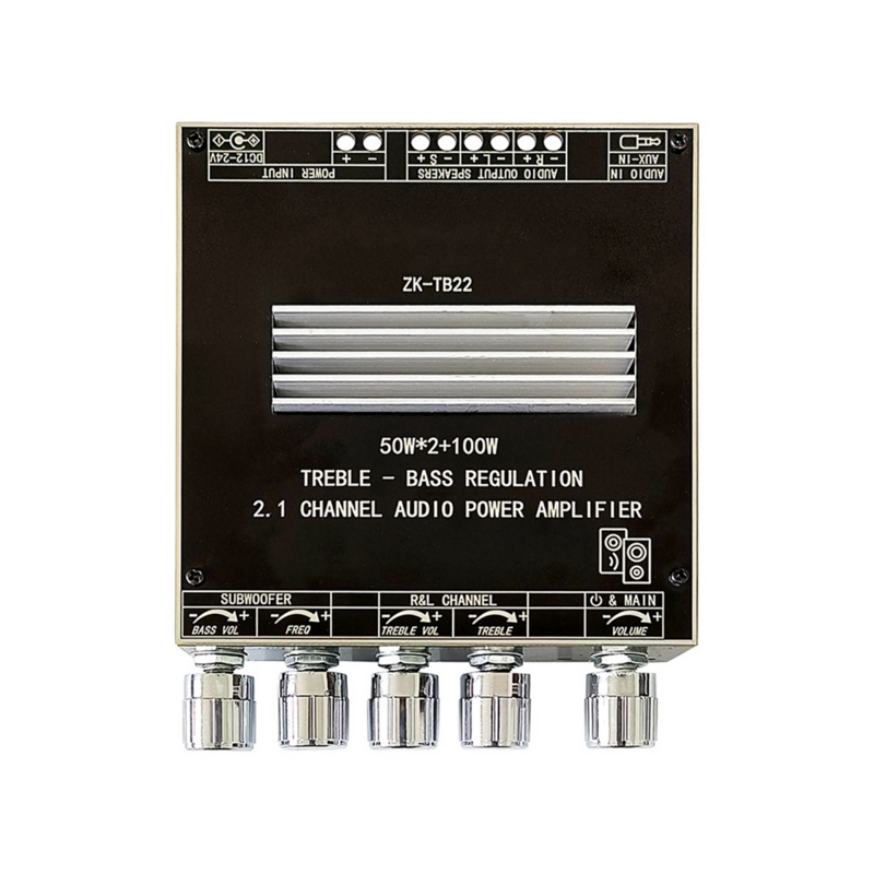 ZK-TB22 5.1 papan penguat daya Bluetooth 50W, papan penguat saluran dengan Subwoofer 100W untuk kotak suara dengan cangkang