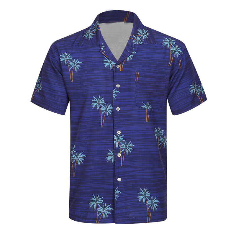 Модная мужская летняя рубашка с коротким рукавом и 3D принтом кокосового дерева Гавайская Повседневная рубашка для отдыха на море мужская модель 2023