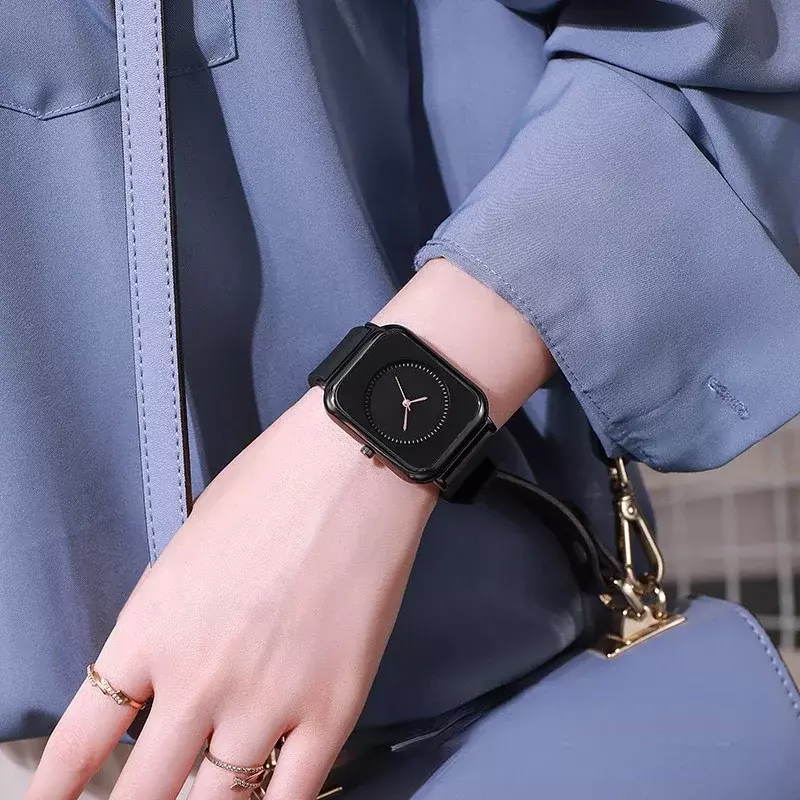 Jam tangan High-end wanita, arloji tali silikon minimalis modis gaya murid Relojes