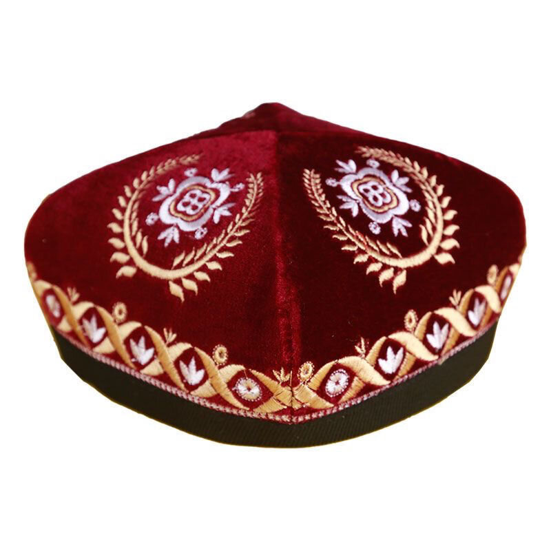 男性のためのイスラム教徒のキャップ,ミドル丈の祈りの帽子,手刺繍のkufi,イスラムのヒジャーブ,アラビア語,ジュエリー,結婚披露宴,4層